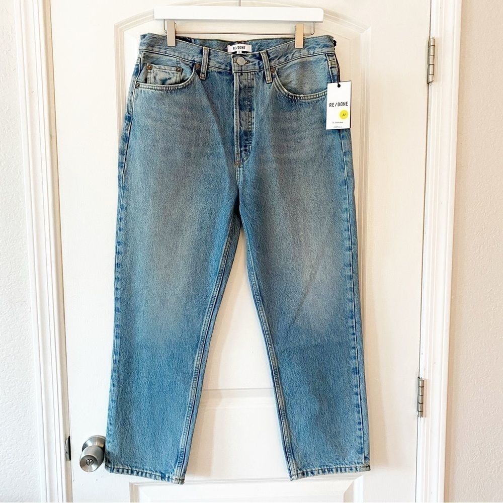 RE/DONE 70’s Stove Pipe Straight Leg Cropped Jeans NWT Medium Blue - Picture 5 of 16